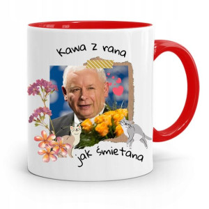 Kubek Czerwony Śmieszny Pis Jarosław Kaczyński