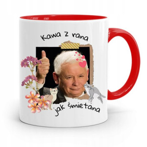 Kubek Czerwony Śmieszny Pis Jarosław Kaczyński