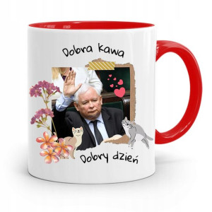 Kubek Czerwony Śmieszny Pis Jarosław Kaczyński