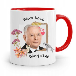 Kubek Czerwony Śmieszny Pis Jarosław Kaczyński