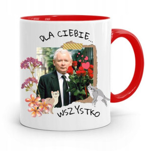 Kubek Czerwony Śmieszny Pis Jarosław Kaczyński