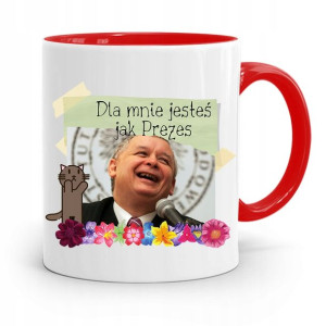 Kubek Czerwony Śmieszny Pis Jarosław Kaczyński