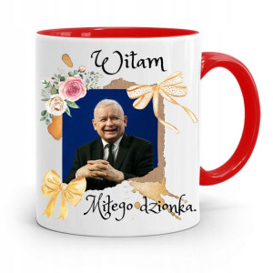 Kubek Czerwony Śmieszny Pis Jarosław Kaczyński