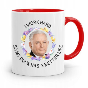 Kubek Czerwony Śmieszny Pis Jarosław Kaczyński
