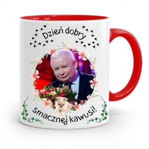 Kubek Czerwony Śmieszny Pis Jarosław Kaczyński