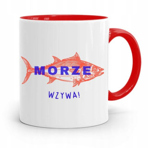 Kubek Czerwony Wędkarza Morze Wzywa! Prezent