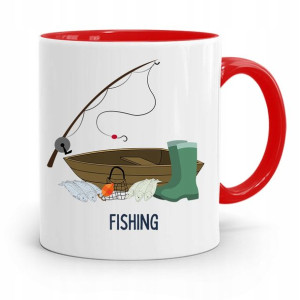 Kubek Czerwony Wędkarza Rybaka Fishing Prezent