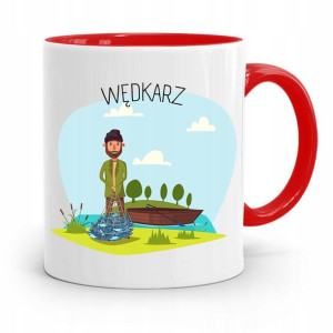 Kubek Czerwony Wędkarza Rybaka Prezent
