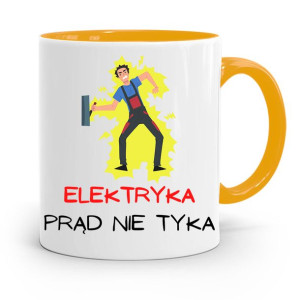 Kubek Żółty Prezent Dla Elektryka Prąd Nie Tyka