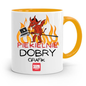 Kubek Żółty Prezent Dla Piekielnie Dobrego Grafika