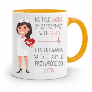 Kubek Żółty Prezent Dla Pielęgniarki Na Tyle Ładna