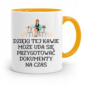 Kubek Żółty Prezent Dla Sekretarki Dzięki Tej