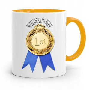 Kubek Żółty Prezent Dla Sekretarki Na Medal