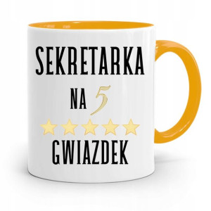 Kubek Żółty Prezent Dla Sekretarki Na Pięć