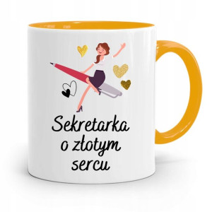 Kubek Żółty Prezent Dla Sekretarki O Złotym Sercu