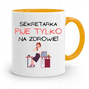 Kubek Żółty Prezent Dla Sekretarki Pije Tylko