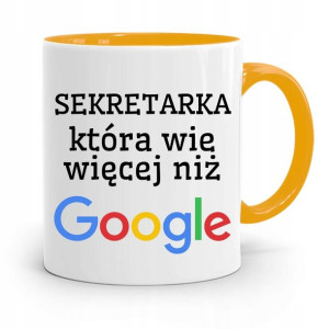 Kubek Żółty Prezent Dla Sekretarki Wie Więcej Niż