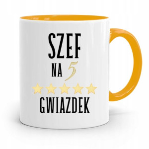 Kubek Żółty Prezent Dla Szefowa Na 5 Gwiazdek