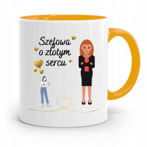 Kubek Żółty Prezent Dla Szefowej O Złotym Sercu