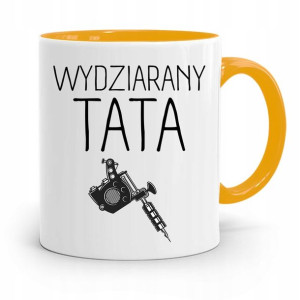 Kubek Żółty Prezent Dzień Ojca Wydziarany Tata