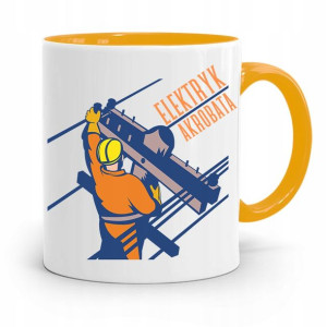 Kubek Żółty Prezent Elektryka Elektryk Akrobata
