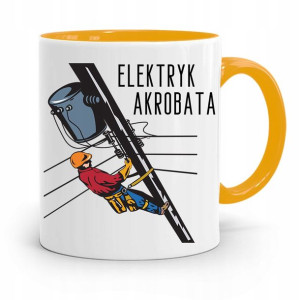 Kubek Żółty Prezent Elektryka Elektryk Akrobata
