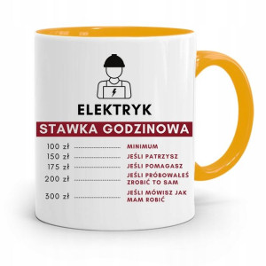 Kubek Żółty Prezent Elektryka Stawka Godzinowa