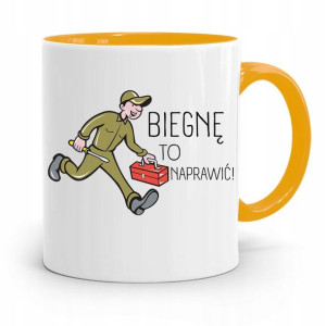 Kubek Żółty Prezent Mechanika Biegnę To Naprawić