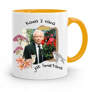Kubek Żółty Śmieszny Pis Jarosław Kaczyński