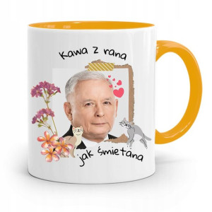 Kubek Żółty Śmieszny Pis Jarosław Kaczyński