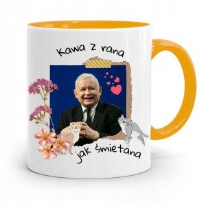 Kubek Żółty Śmieszny Pis Jarosław Kaczyński
