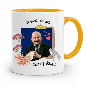 Kubek Żółty Śmieszny Pis Jarosław Kaczyński