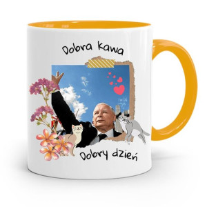 Kubek Żółty Śmieszny Pis Jarosław Kaczyński