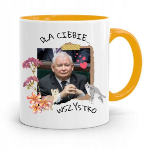 Kubek Żółty Śmieszny Pis Jarosław Kaczyński