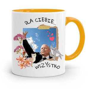 Kubek Żółty Śmieszny Pis Jarosław Kaczyński