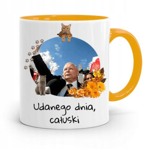 Kubek Żółty Śmieszny Pis Jarosław Kaczyński