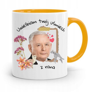 Kubek Żółty Śmieszny Pis Jarosław Kaczyński
