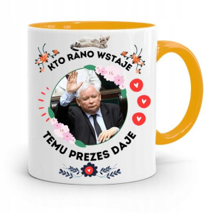 Kubek Żółty Śmieszny Pis Jarosław Kaczyński