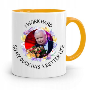 Kubek Żółty Śmieszny Pis Jarosław Kaczyński