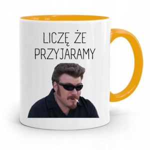 Kubek Żółty Śmieszny Zabawny Liczę, Że Przyjaramy