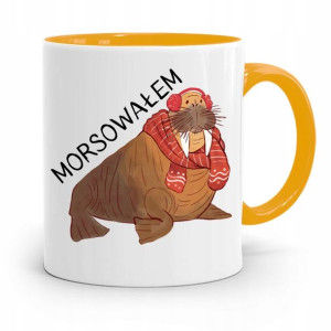Kubek Żółty Śmieszny Zabawny Morsowałem Prezent