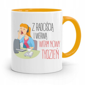 Kubek Żółty Śmieszny Zabawny Z Radościa I Werwą