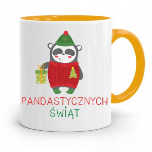 Kubek Żółty Świąteczny Pod Choinkę Na Mikołaja