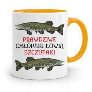 Kubek Żółty Wędkarza Chłopaki Łowią Szczupaki