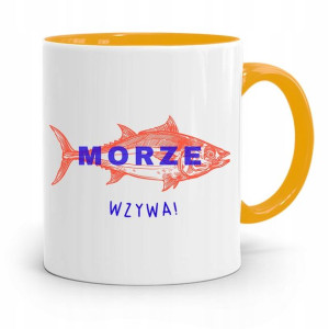 Kubek Żółty Wędkarza Rybaka Morze Wzywa Prezent