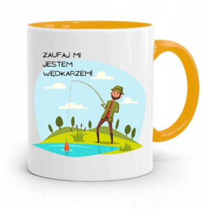 Kubek Żółty Wędkarza Zaufaj Mi Jestem Wędkarzem