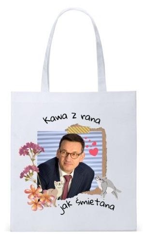 Mateusz Morawiecki Pis Torba Eco Biała Shopper