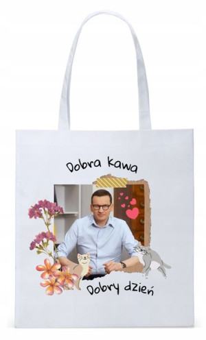 Mateusz Morawiecki Pis Torba Eco Biała Shopper