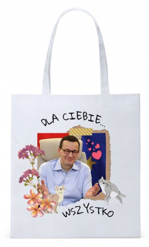 Mateusz Morawiecki Pis Torba Eco Biała Shopper