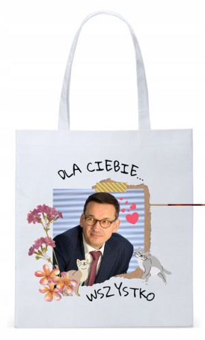 Mateusz Morawiecki Pis Torba Eco Biała Shopper